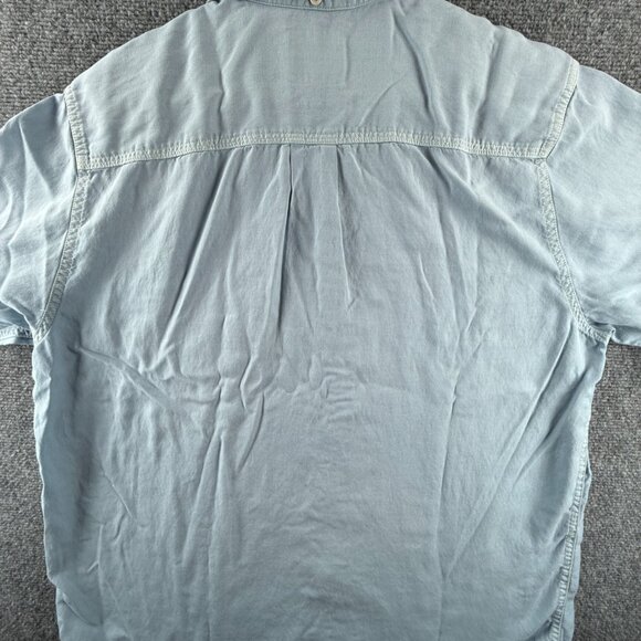 Tommy Bahama Medium Beach Tencel Cotton Hawaiian Blue Long Sleeve Button Up Men - Picture 12 of 16